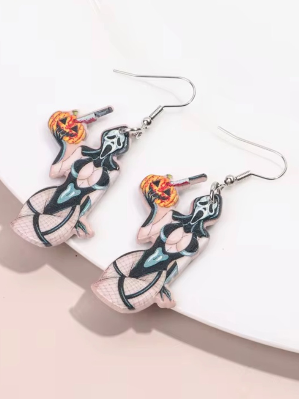 Scream Mask Earrings Horror Movie Inspired Jewelry Set